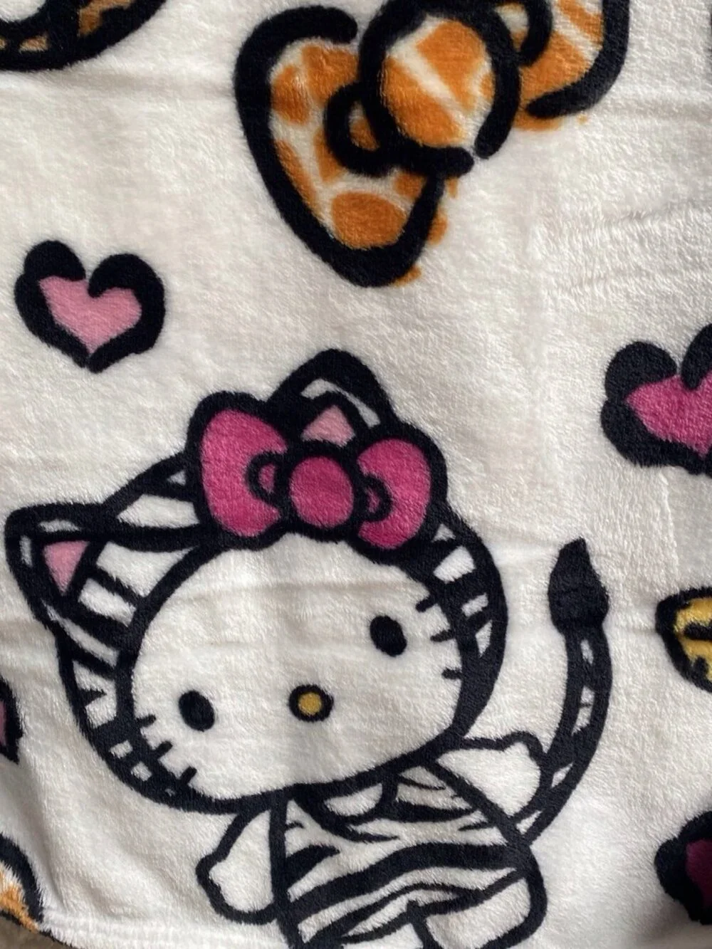 Hello Kitty Animal Print Soft Throw Blanket 50” X 70” Tiger Zebra Cheetah NEW